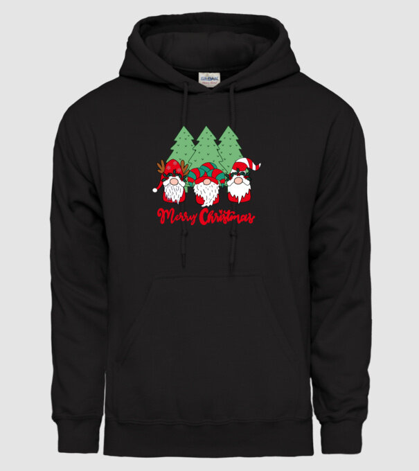 Merry christmas gnomes model negru pe tricou