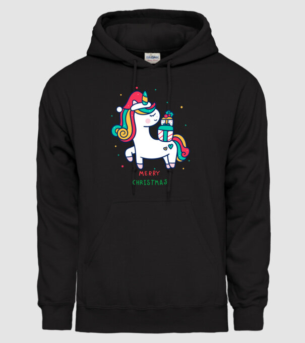 merry christmas unicorn model negru pe tricou