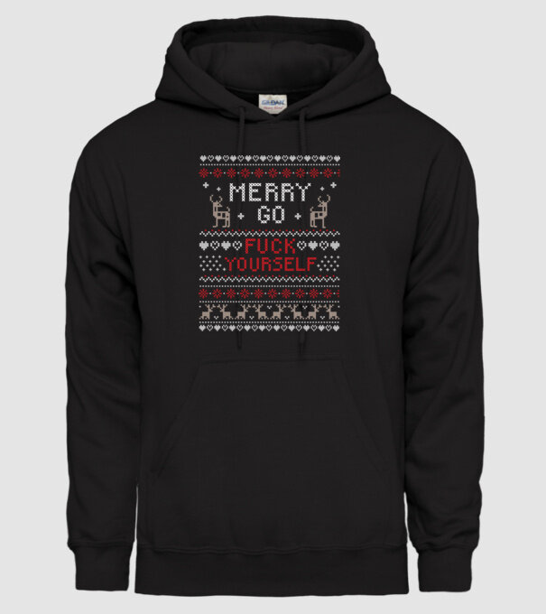 Merry go f-ck yourself model negru pe tricou