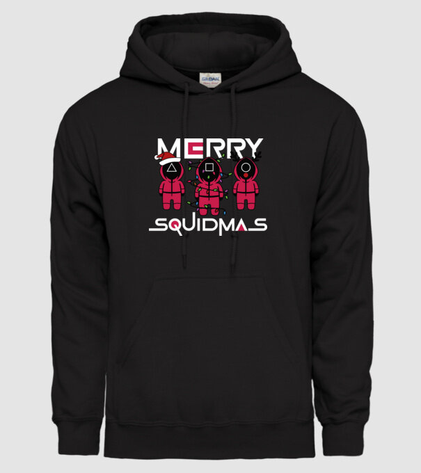 Merry squidmas model negru pe tricou