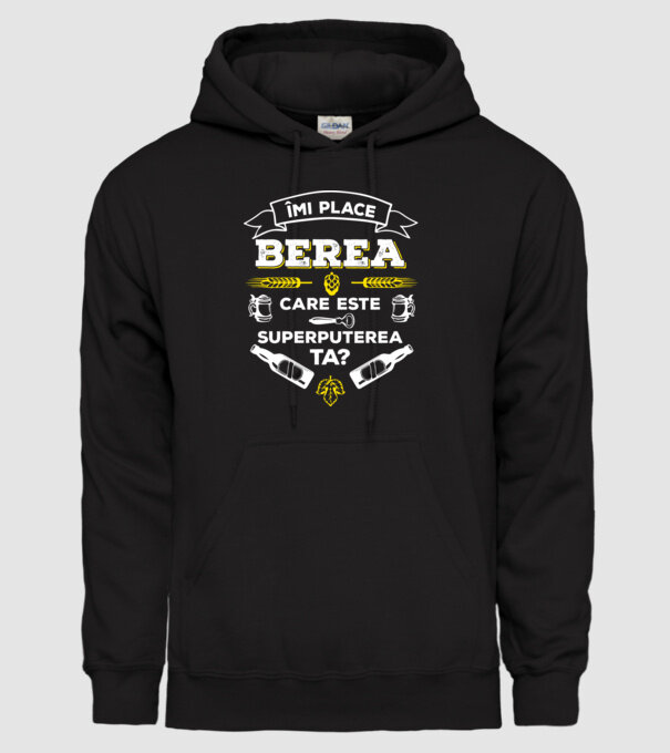 îmi place berea, care este superputerea ta? model negru pe tricou