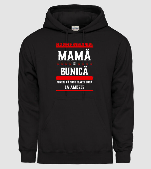 mi se spune în mai multe feluri: mamă și bunică, pentru că sunt foarte bună la ambele model negru pe tricou