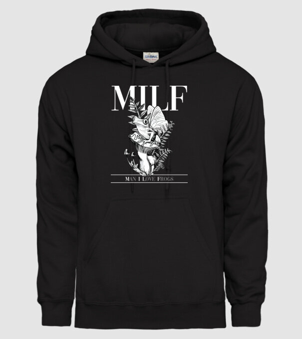 MILF man i love frogs model negru pe tricou