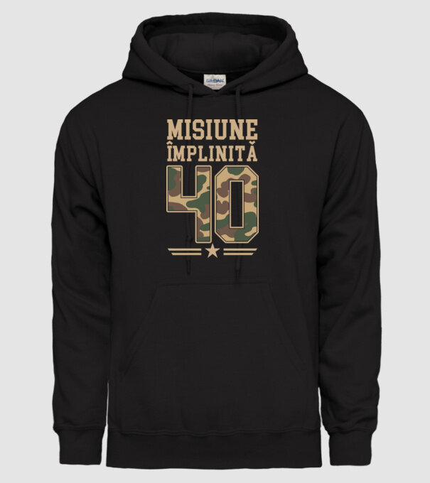 Misiune împlinită 40 model negru pe tricou