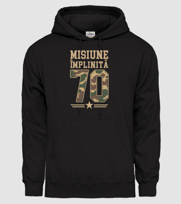 Misiune împlinită 70 model negru pe tricou