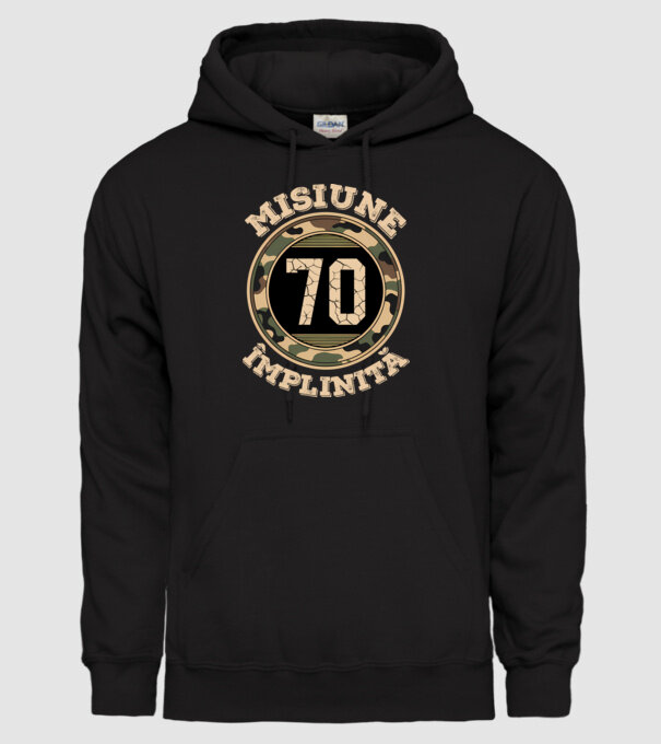Misiune împlinită 70 model negru pe tricou