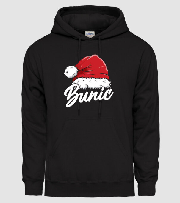 bunic Santa Hat model negru pe tricou