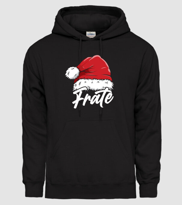 frate Santa Hat model negru pe tricou
