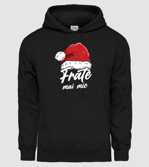 frate mai mic Santa Hat model negru pe tricou
