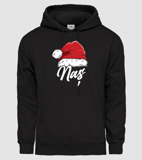 naș Santa Hat model negru pe tricou