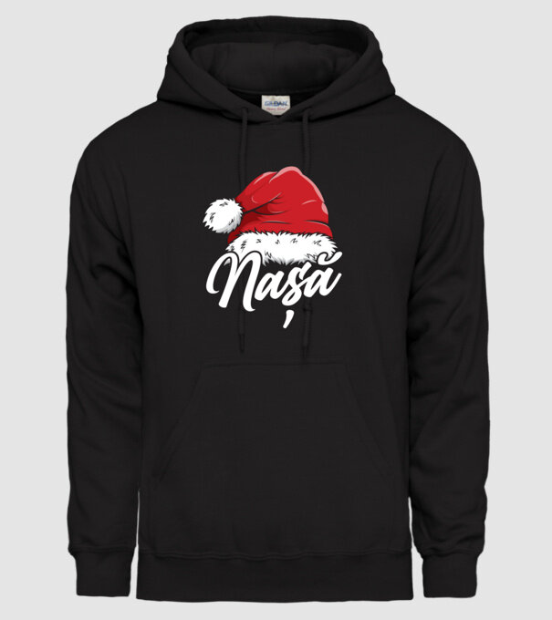 nașă Santa Hat model negru pe tricou