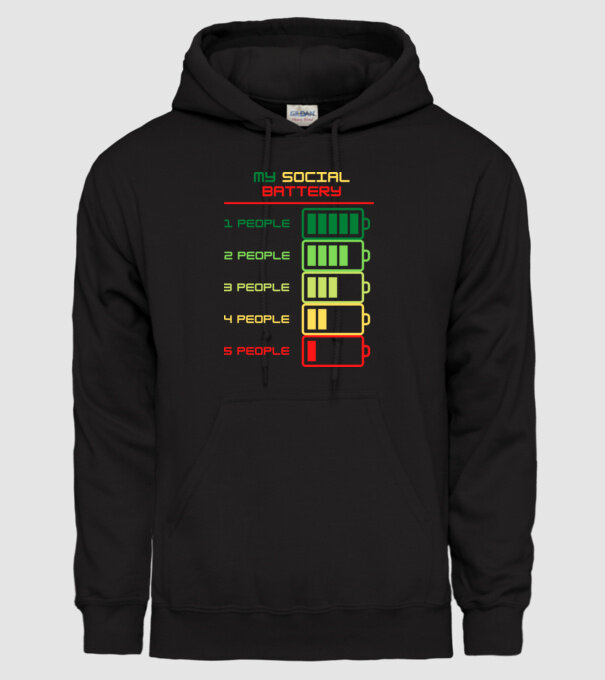 My social battery model negru pe tricou