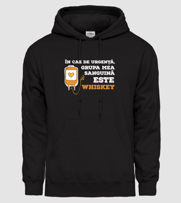 În caz de urgență, grupa mea sanguină este Whiskey model negru pe tricou