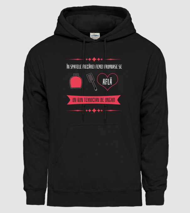 În spatele fiecărei femei frumoase se află un bun tehnician de unghii model negru pe tricou