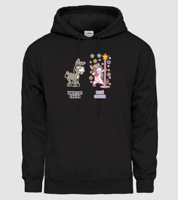Înainte de coafor - După coafor model negru pe tricou