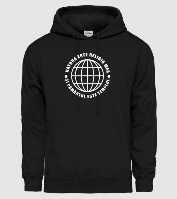 Natura este religia mea model negru pe tricou