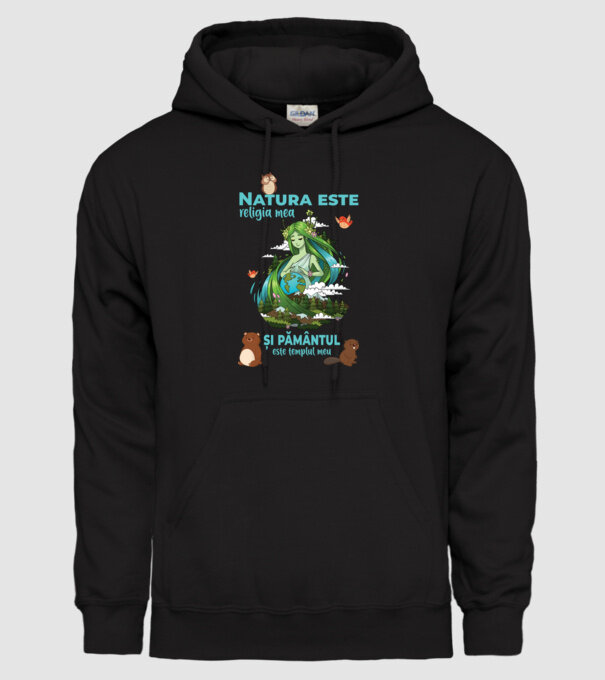 Natura este religia mea și pământul este templul meu model negru pe tricou