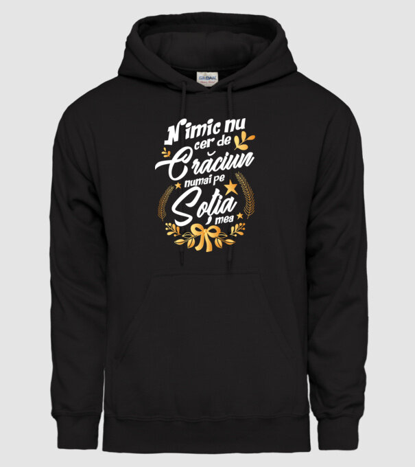 nimic nu cer de Crăciun, numai pe soția mea model negru pe tricou