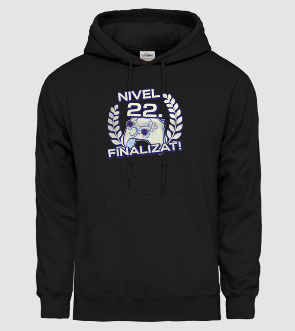 Nivel 22 finalizat! model negru pe tricou