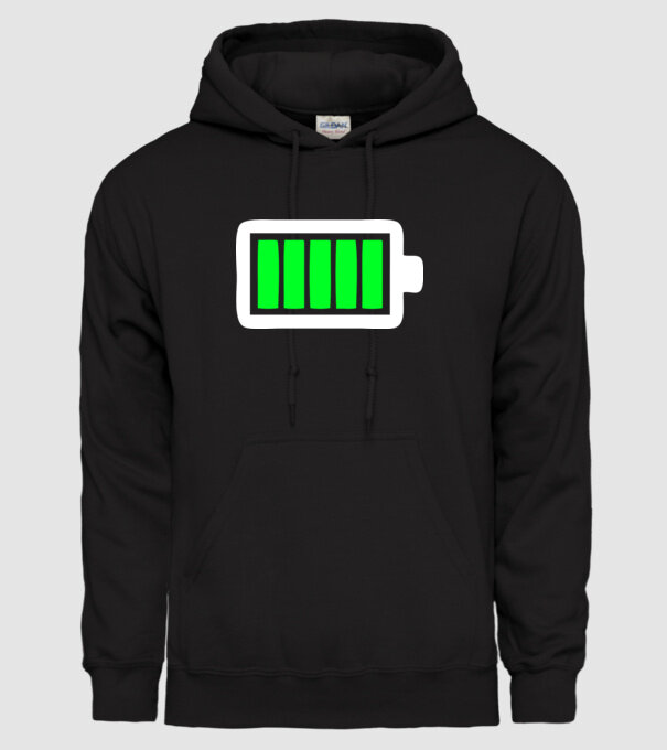 Nivel baterie complet model negru pe tricou