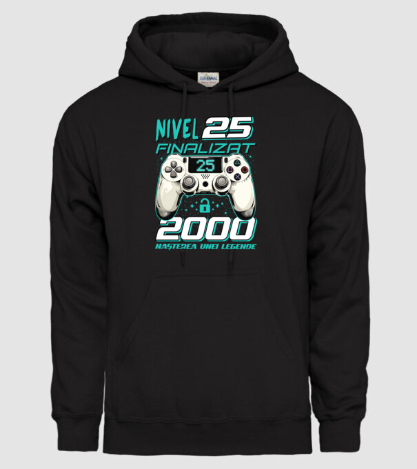 Nivel finalizat 25 2000 model negru pe tricou
