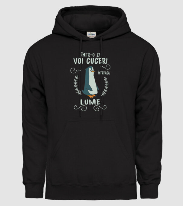 Într-o zi voi cuceri întreaga lume model negru pe tricou