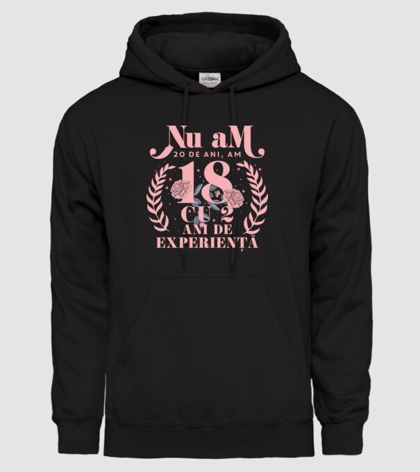 Nu am 20 de ani, am 18 cu 2 ani de experiență model negru pe tricou