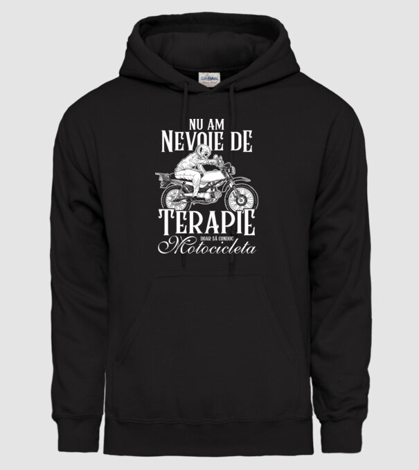 nu am nevoie de terapie, doar să conduc motocicleta model negru pe tricou