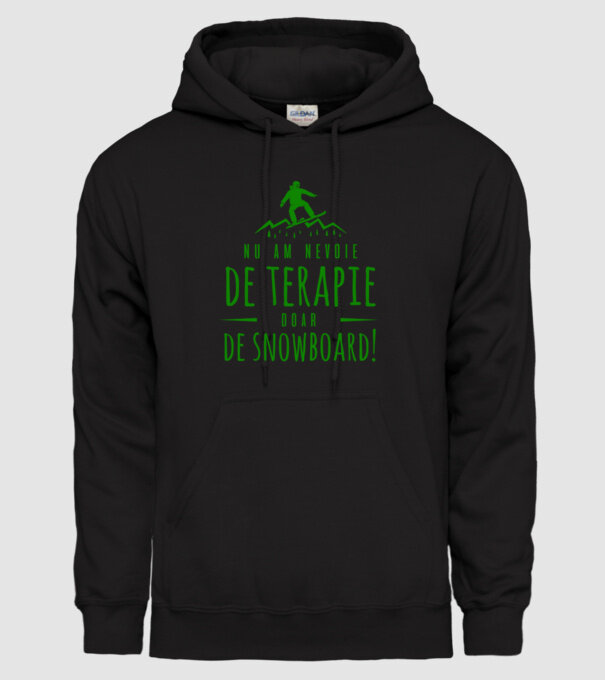nu am nevoie de terapie doar de snowboard! model negru pe tricou