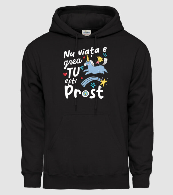 Nu viața e grea, tu ești prost model negru pe tricou