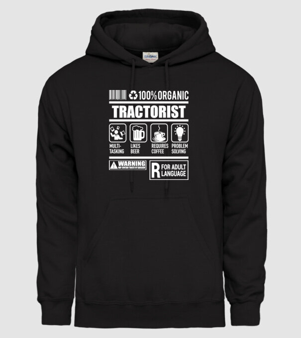 TRACTORIST model negru pe tricou