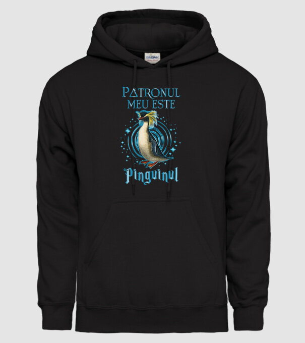 Patronul meu este PINGUINUL model negru pe tricou
