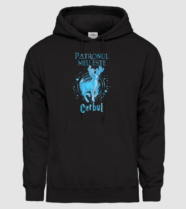 Patronul meu este CERBUL model negru pe tricou