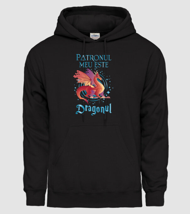 Patronul meu este DRAGONUL model negru pe tricou