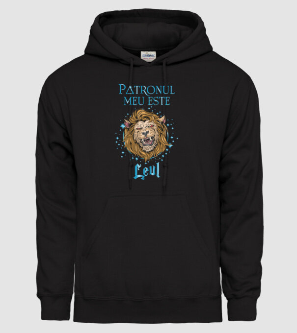 Patronul meu este LEUL model negru pe tricou