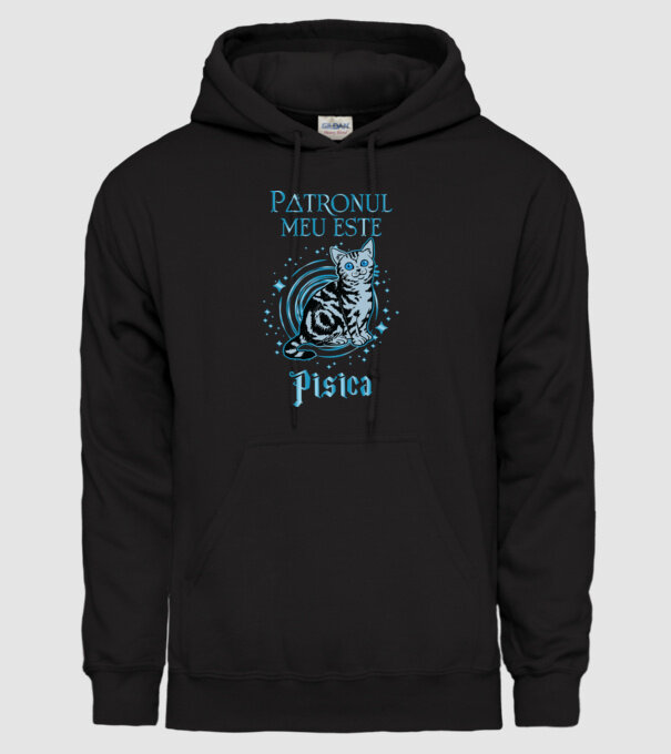 Patronul meu este PISICA model negru pe tricou