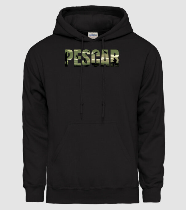 PESCAR model negru pe tricou