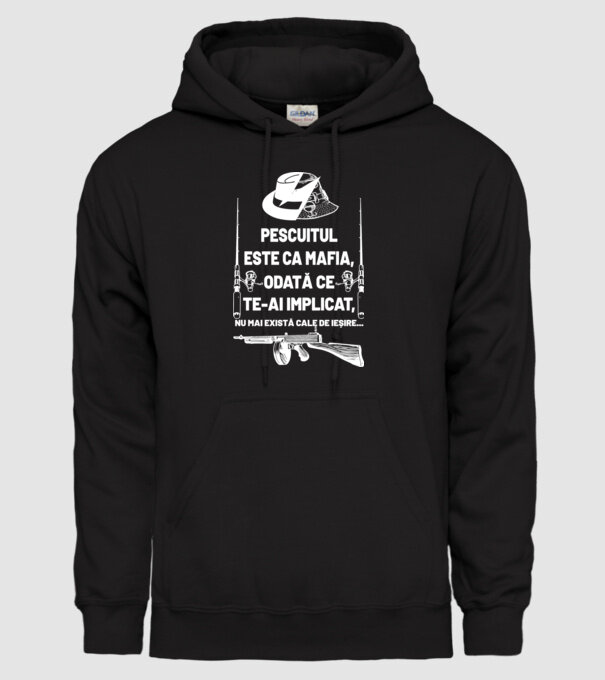 pescuitul este ca mafia, odată ce te-ai implicat, nu mai există cale de ieșire... model negru pe tricou