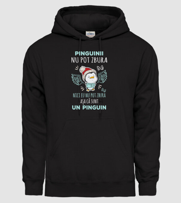 pinguinii nu pot zbura, nici eu nu pot zbura, așa că sunt un pinguin model negru pe tricou
