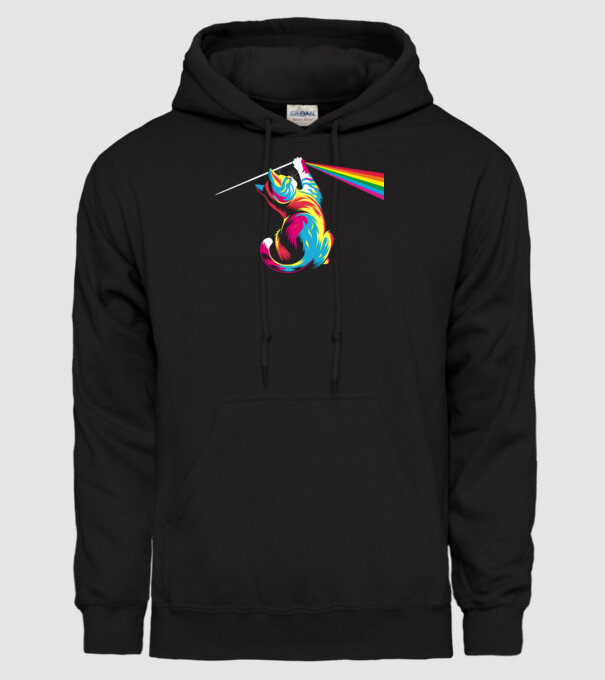 Pisica prismă model negru pe tricou