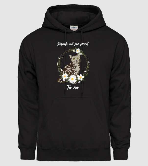 Pisicile mă fac fericit(ă), tu nu model negru pe tricou