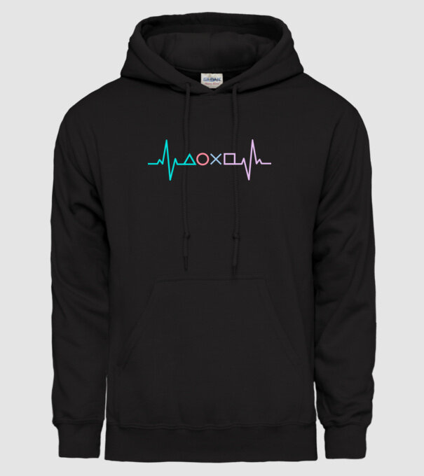 Playstation Symbols EKG model negru pe tricou