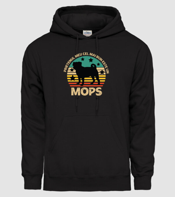 Prietenul meu cel mai bun este un mops model negru pe tricou