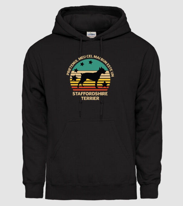 Prietenul meu cel mai bun este un staffi model negru pe tricou