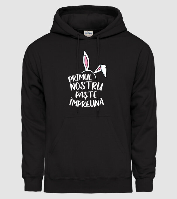 Primul nostru Paște împreună model negru pe tricou