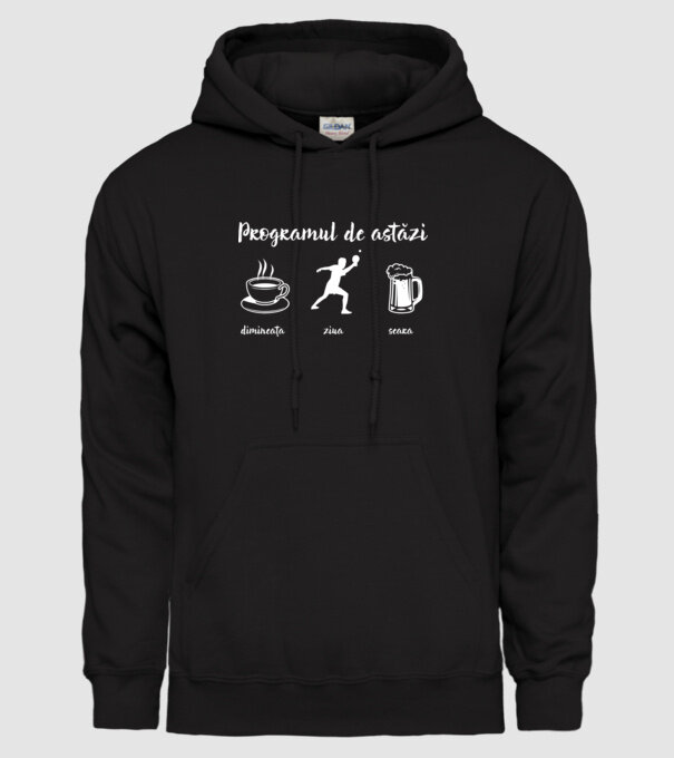 programul de astăzi: dimineața, ziua, seara model negru pe tricou