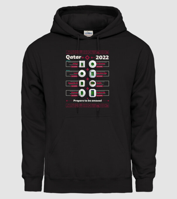 Qatar 2022 Stadiums model negru pe tricou