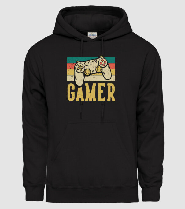 Retro gamer model negru pe tricou