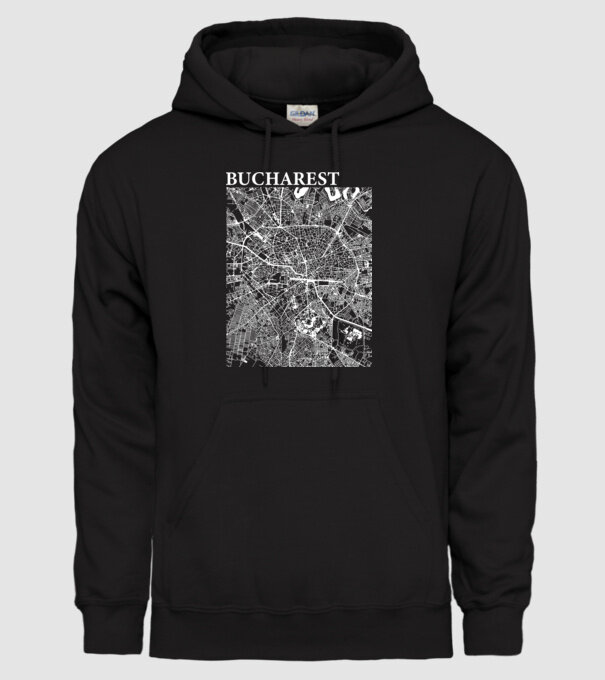 România Bucharest map model negru pe tricou