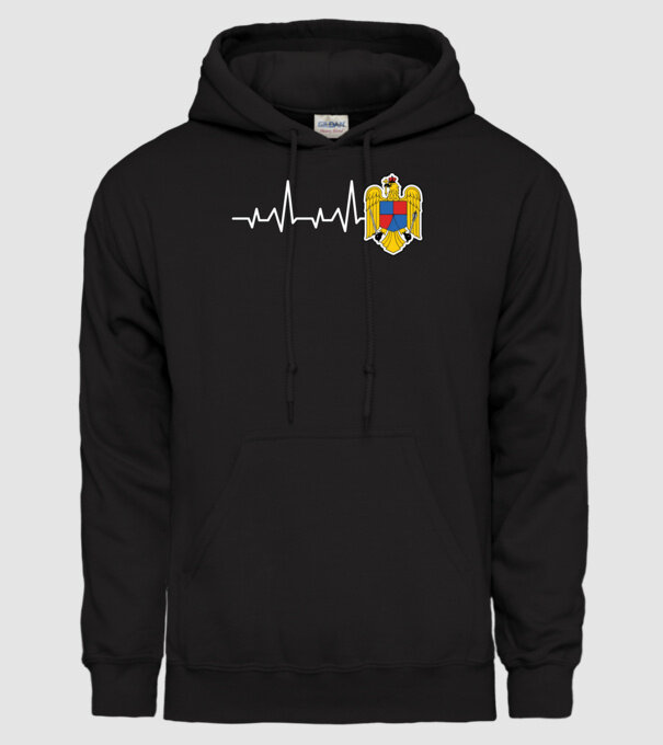 ROMANIA heartbeat model negru pe tricou